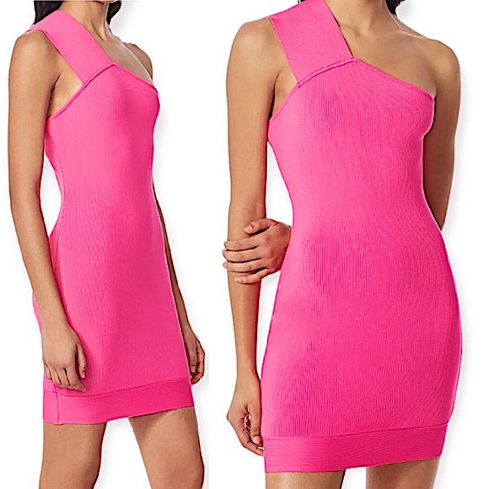 Herve Leger Asymmetrical Strap Dress